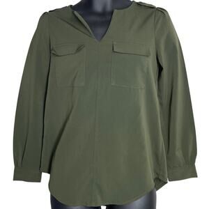 Tart Blouse Women Size S Green Long Sleeves Minimalist Capsule Wardrobe Office